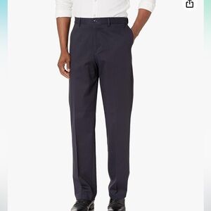 Savane Men's Flat Front Performance Chino Pant size 42W 30L Dark Navy